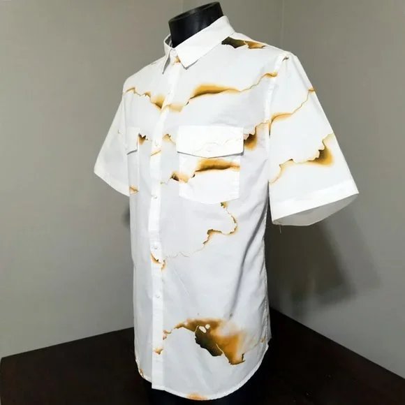 White and Gold Men's Shirt - Picture 3 of 9